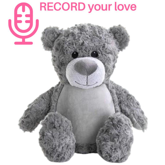 Personalised Voice Recorder Teddy Bear Grey