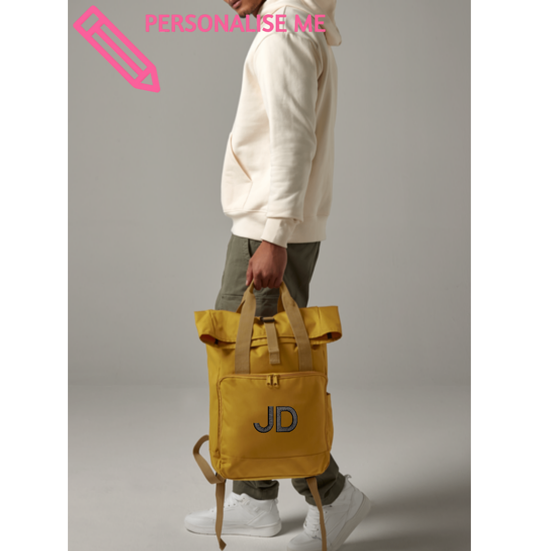 Personalised Roll Top Backpack Tech scribbleandstamp.co.uk