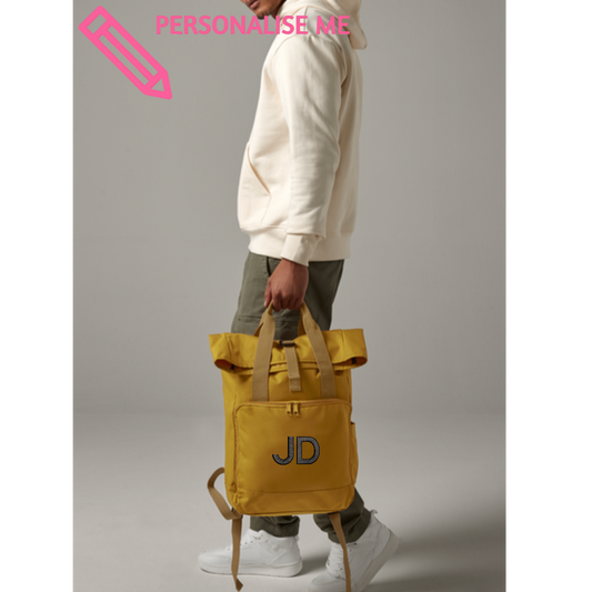 Personalised Roll Top Backpack Tech scribbleandstamp.co.uk