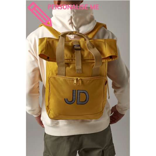 Personalised Roll Top Backpack Tech scribbleandstamp.co.uk .