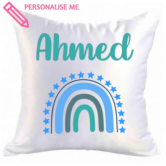 Personalised Satin Rainbow Pillow