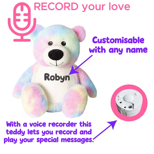 Personalised Voice Recorder Teddy Bear Tie Dye